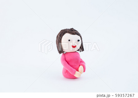 手作り紙粘土人形　日本人の女の子 59357267