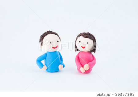 お人形 紙粘土 堅苦しく ハンドメイド 女の子&男の子 3×3×4cm