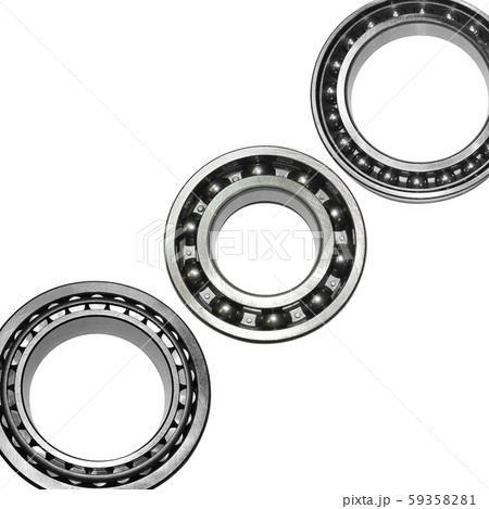 Different types of automotive bearings isolated on white background	 59358281