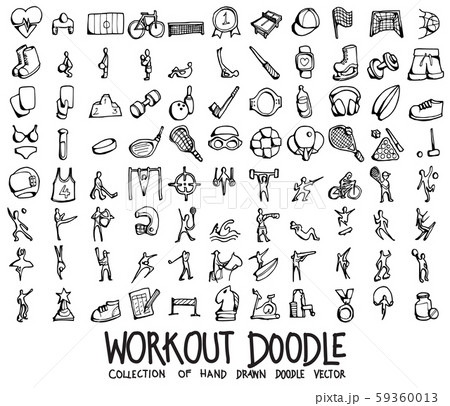 Set of Workout icons Drawing illustration Hand 59360013