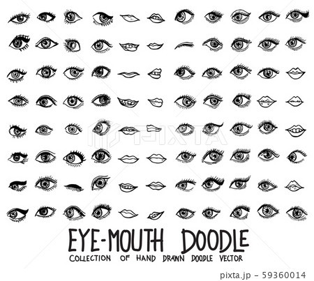 Set of Eye-Mouth icons Drawing illustration Hand 59360014