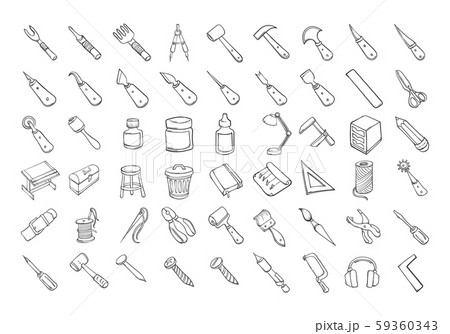 Set of Craft tool icons Drawing illustration Set of Craft tool icons Drawing illustration 59360343