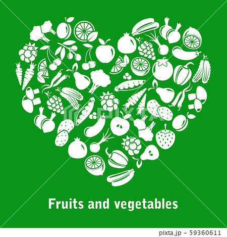 vector heart made of fruits and vegetables 59360611