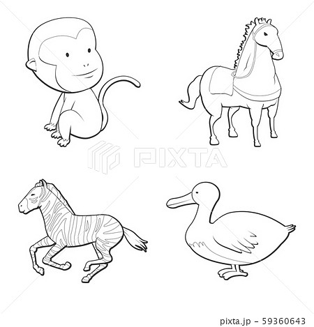 キャラクター サル シマウマのイラスト素材