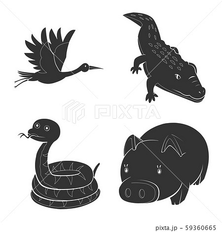 キャラクター ワニ ヘビのイラスト素材