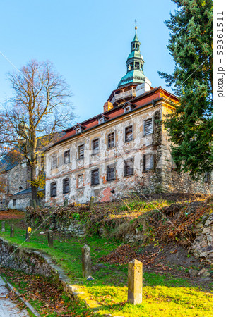 Old deanery and St George Church in Horni Slavkov. Sunny autumn day. Czech Republic 59361511