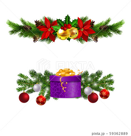 Christmas decorations with fir tree golden jingle bells 59362889
