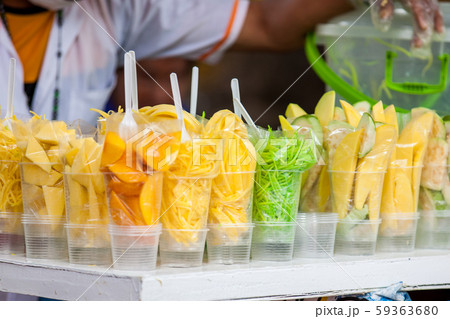 Street sell of mango in the city of Cali in 59363680