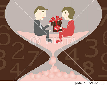 バレンタインデー8 チョコを渡す男女 恋人 カップル 夫婦のイラスト素材