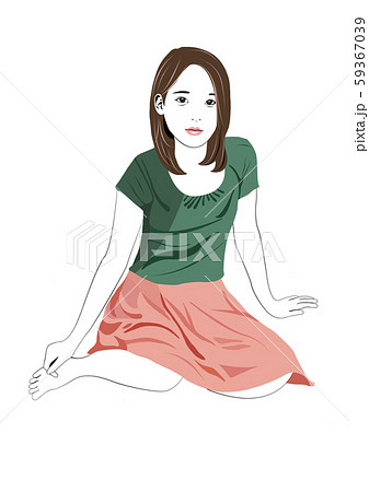 座って物思いにふける女の子 59367039