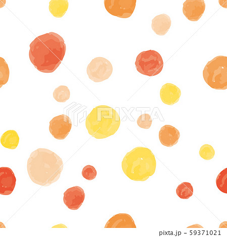 水彩風水玉の壁紙 オレンジ系 シームレス のイラスト素材