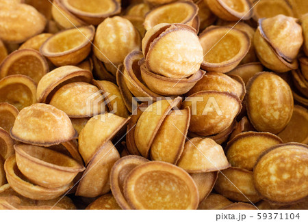 Background from the traditional dessert nuts with condensed milk, copy space Background from the traditional dessert nuts with condensed milk, copy space 59371104