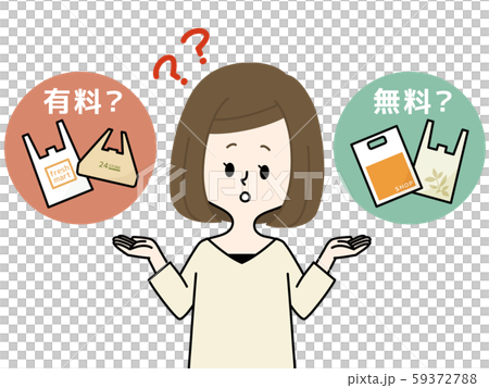 女性-プラスチック製レジ袋有料化 59372788