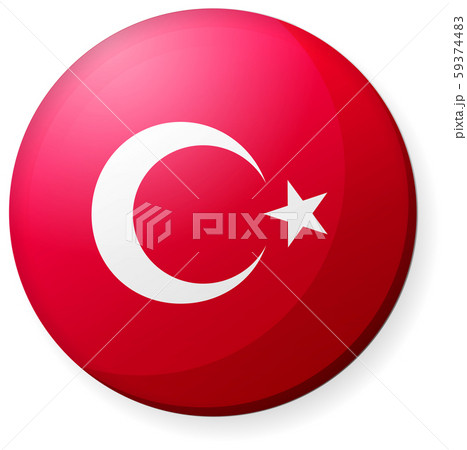 半球体 円形 国旗イラスト 光沢 缶バッジ トルコのイラスト素材