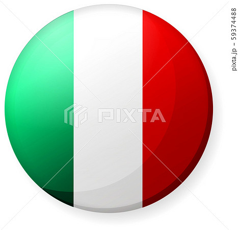 半球体・円形 国旗イラスト ( 光沢・缶バッジ ) / イタリア 59374488