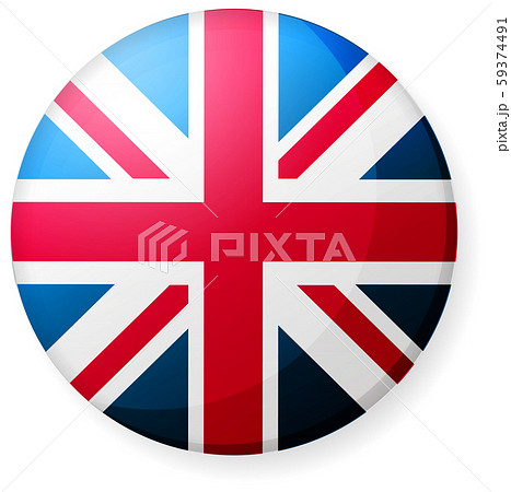 半球体 円形 国旗イラスト 光沢 缶バッジ イギリス 英国 ユニオンジャックのイラスト素材