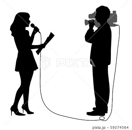 Journalist news reporter anchor woman and cameraman making reportage Journalist news reporter anchor woman and cameraman making reportage 59374564