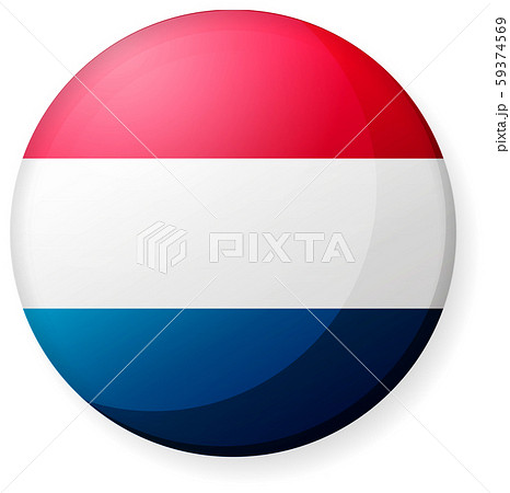 半球体 円形 国旗イラスト 光沢 缶バッジ オランダのイラスト素材