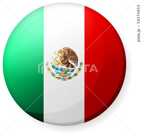 半球体 円形 国旗イラスト 光沢 缶バッジ メキシコのイラスト素材