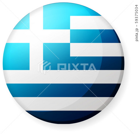 半球体 円形 国旗イラスト 光沢 缶バッジ ギリシャのイラスト素材