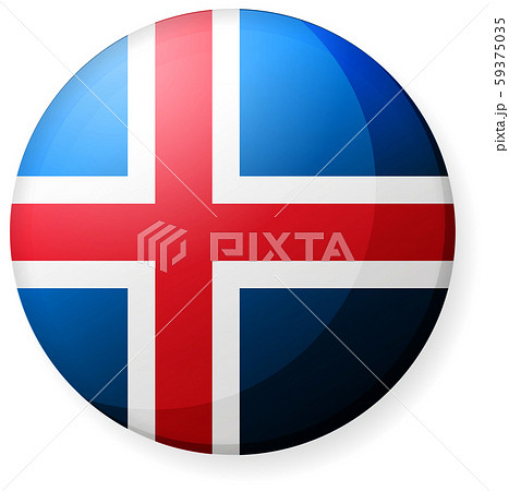 半球体・円形 国旗イラスト ( 光沢・缶バッジ ) / アイスランド 59375035