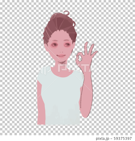 一個女人做一個好的跡象的插圖 一個女人做一個好的跡象的插圖 59375397