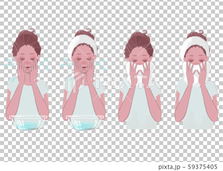 用臉盆洗臉，然後用毛巾擦拭臉。 59375405