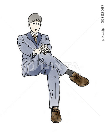 ビジネス男性 足を組むのイラスト素材 59382097 Pixta