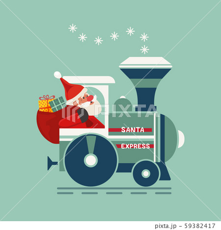 Santa Christmas train holiday party vector icon 59382417