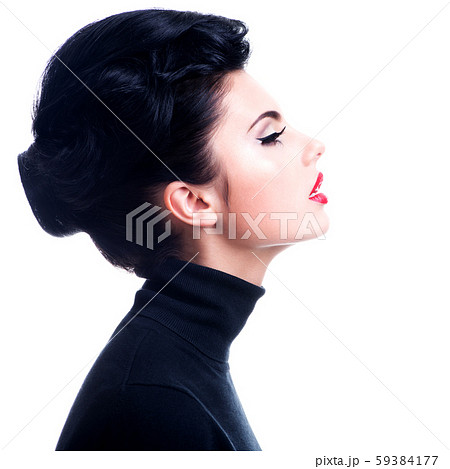 Beautiful young fashion woman with red lipstick Beautiful young fashion woman with red lipstick 59384177