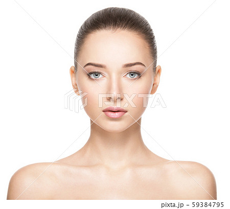 Beautiful face of young woman with healthy clean Beautiful face of young woman with healthy clean 59384795