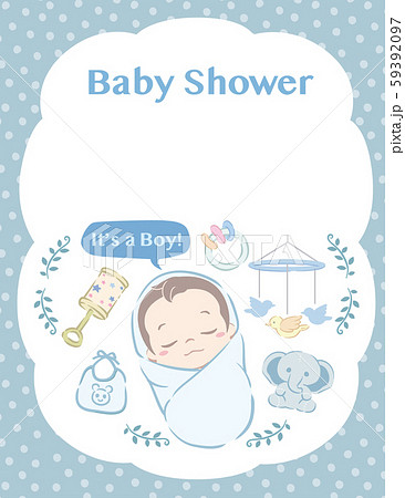 ベビーシャワーなど赤ちゃんのお祝いカード用イラスト デザインのイラスト素材