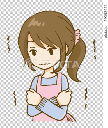 体調不良で寒気を感じる女性 アップヘア 上半身 体調不良で寒気を感じる女性 アップヘア 上半身 59392931