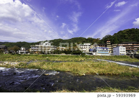 三朝温泉 三徳川 温泉街 鳥取県東伯郡三朝町 三朝温泉 三徳川 温泉街 鳥取県東伯郡三朝町 59393969