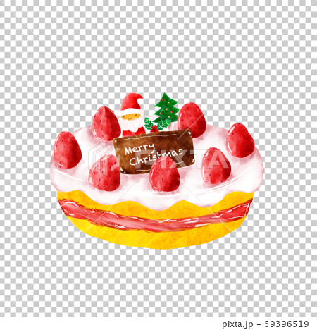 水彩 手描き風 クリスマスケーキ イチゴのイラスト素材
