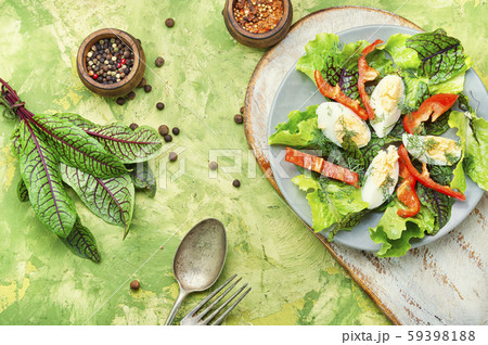 Vegetable salad with egg 59398188