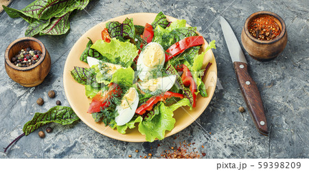 Vegetable salad with egg 59398209