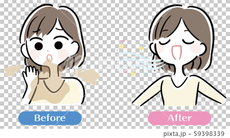 口臭くさい　女性　イラスト 59398339