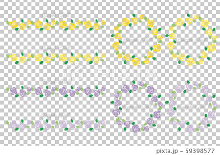 薔薇のライン フレーム イラレブラシ イエロー 紫系のイラスト素材