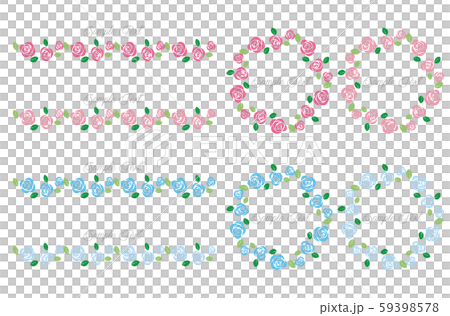 薔薇のライン フレーム イラレブラシ ピンク ブルー系のイラスト素材 59398578 Pixta