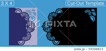 Laser cut wedding invitation card template.   59398823