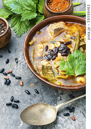 Meat soup with beans 59399463