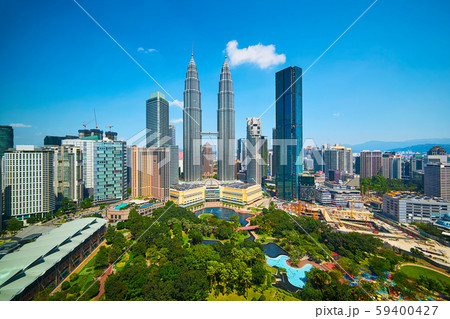 Landscape of Kuala lumpur skyline, cleary blue and little white cloud sky , Malaysia . 59400427