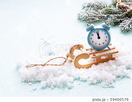 Christmas alarm clock on a toys sled 59400576
