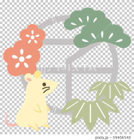 Illustration of an emblem with rat and bamboo Illustration of an emblem with rat and bamboo 59406540