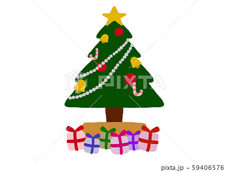 クリスマスツリー2 飾り付き プレゼント付きのイラスト素材