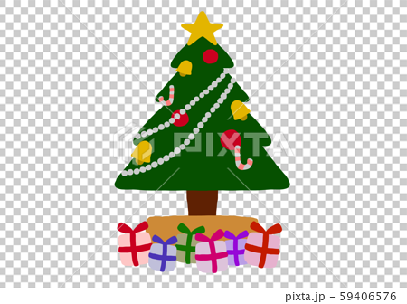 クリスマスツリー2 飾り付き プレゼント付きのイラスト素材