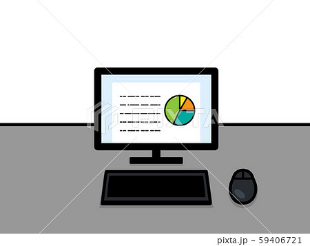 シンプルなデスクトップパソコンのイラスト 背景なしのイラスト素材 