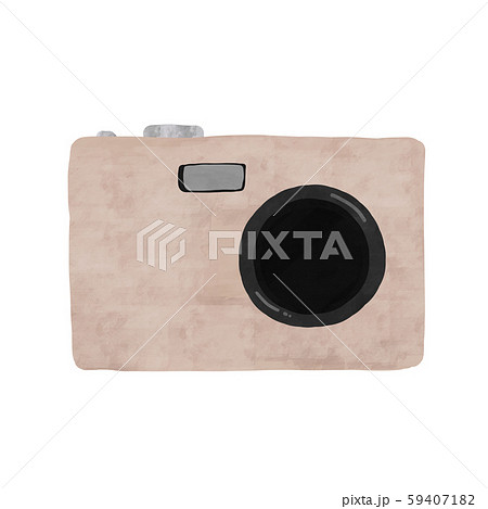 薄茶色のシンプルなカメラのイラスト素材