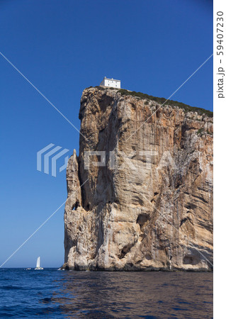 View from the sea on Cape Capo Caccia near Alghero city of Sardi 59407230